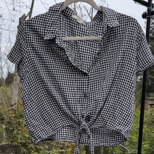 Cute Gingham Cropped Button Down